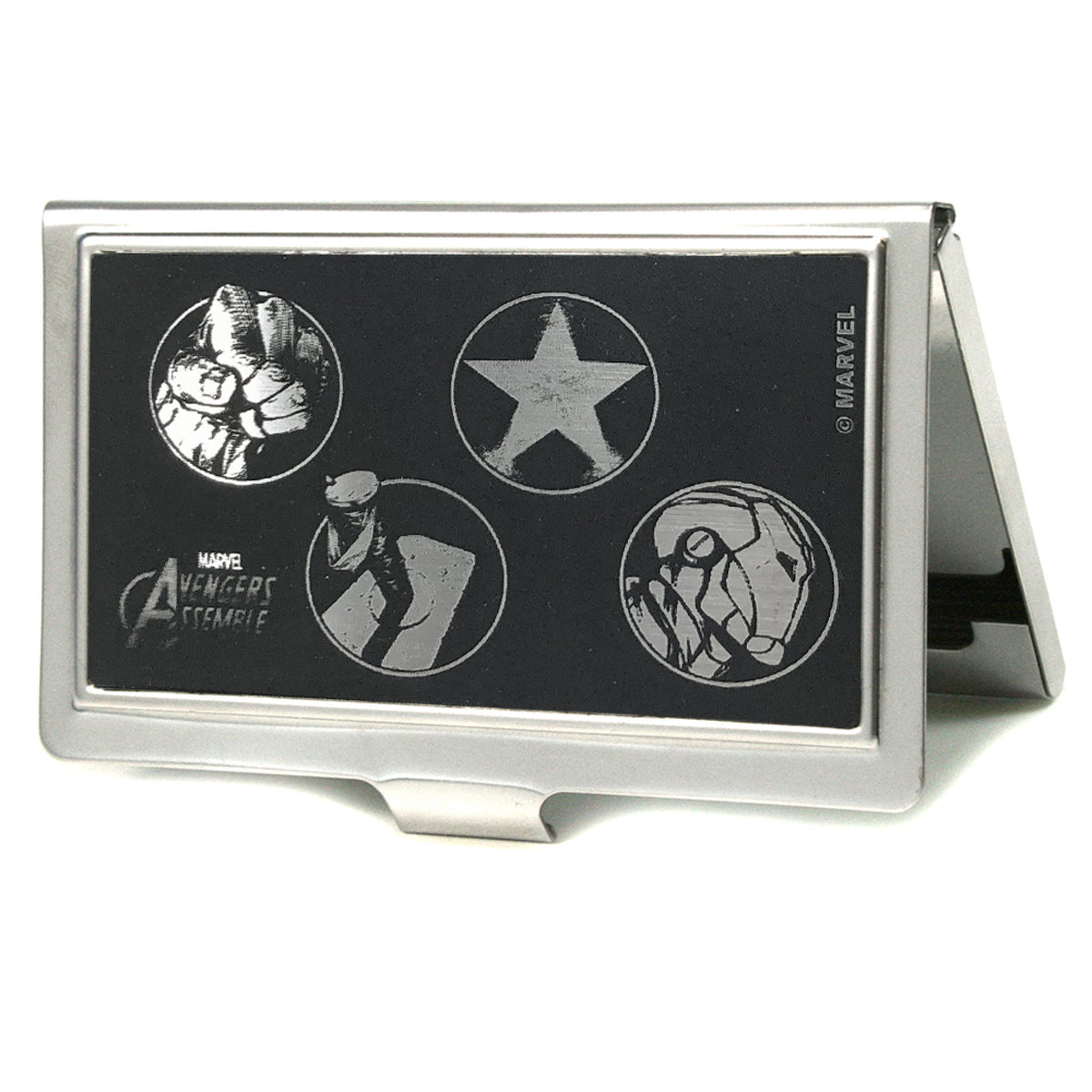 MARVEL AVENGERS Business Card Holder - SMALL - MARVEL AVENGERS/Power Logos Brushed Silver Business Card Holders Marvel Comics