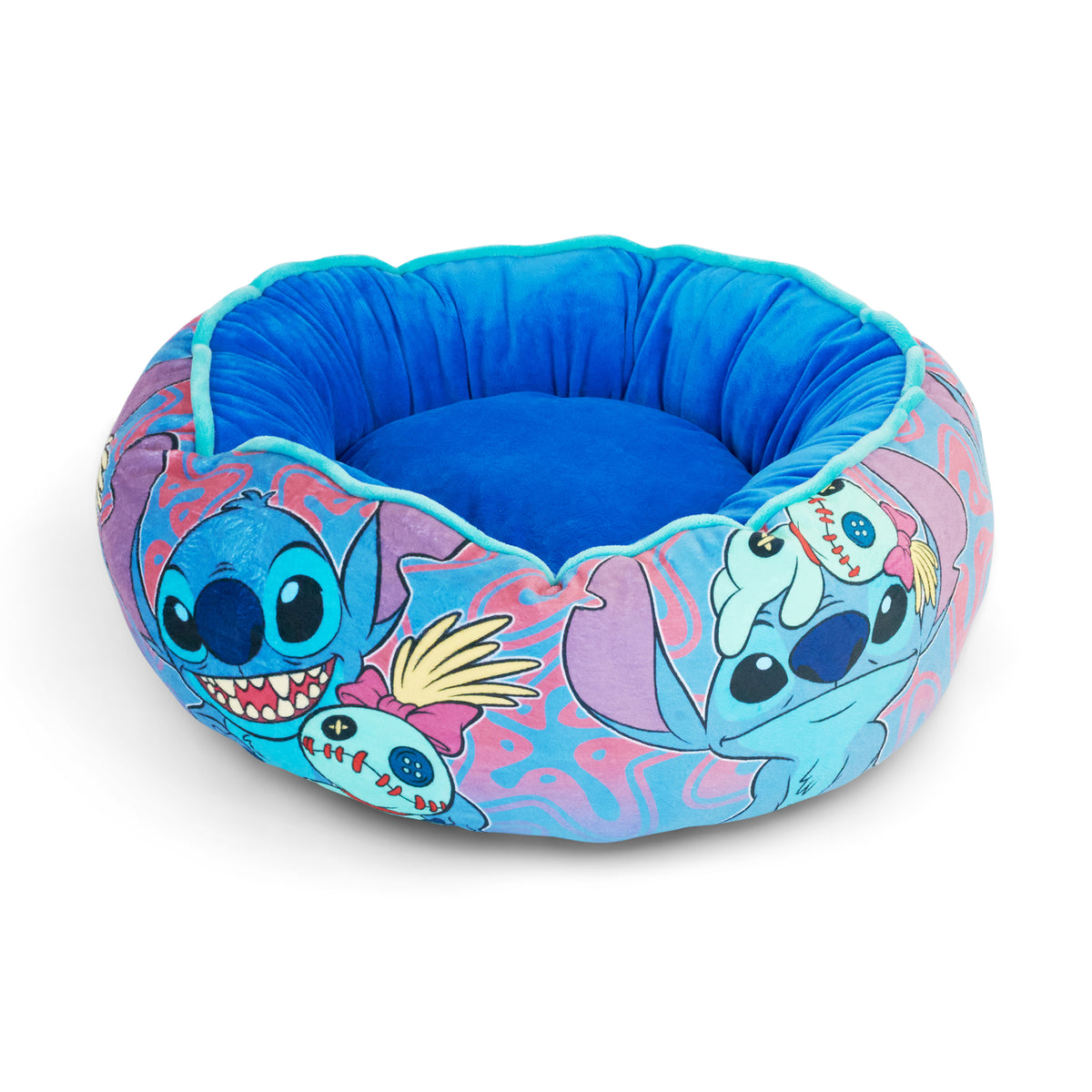 Donut Pet Bed - Stitch and Scrump Poses Blue/Lavender Pet Beds Disney