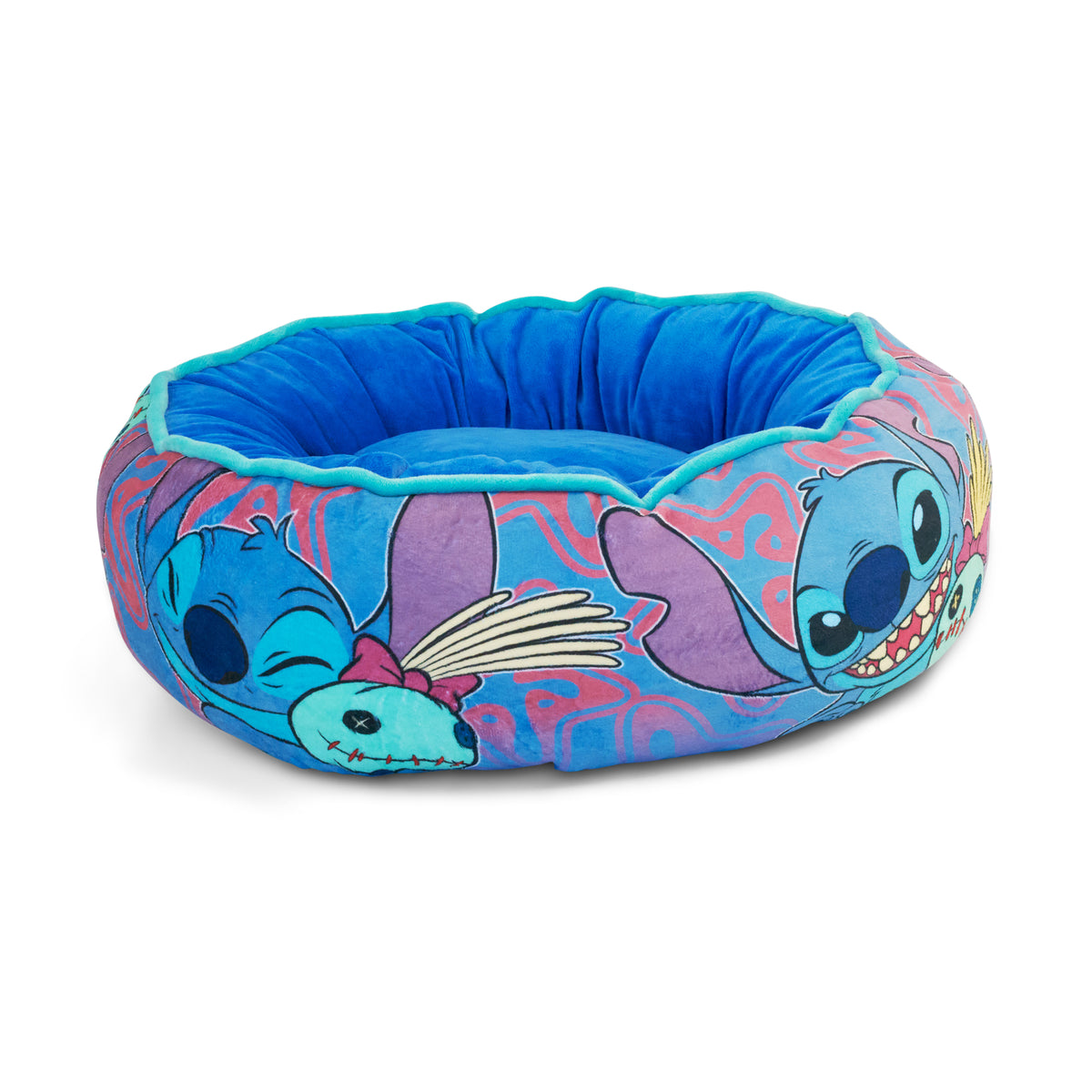 Donut Pet Bed - Stitch and Scrump Poses Blue/Lavender Pet Beds Disney