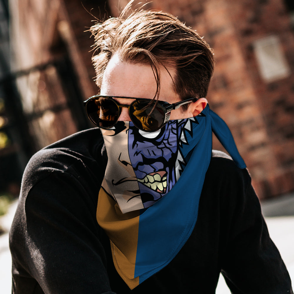 Bandana - Two-Face Face Centered Split Brown/Blue Bandanas DC Comics
