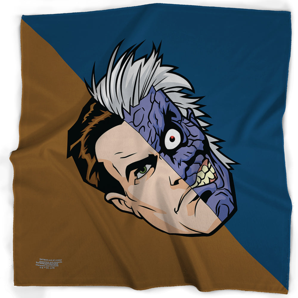 Bandana - Two-Face Face Centered Split Brown/Blue Bandanas DC Comics