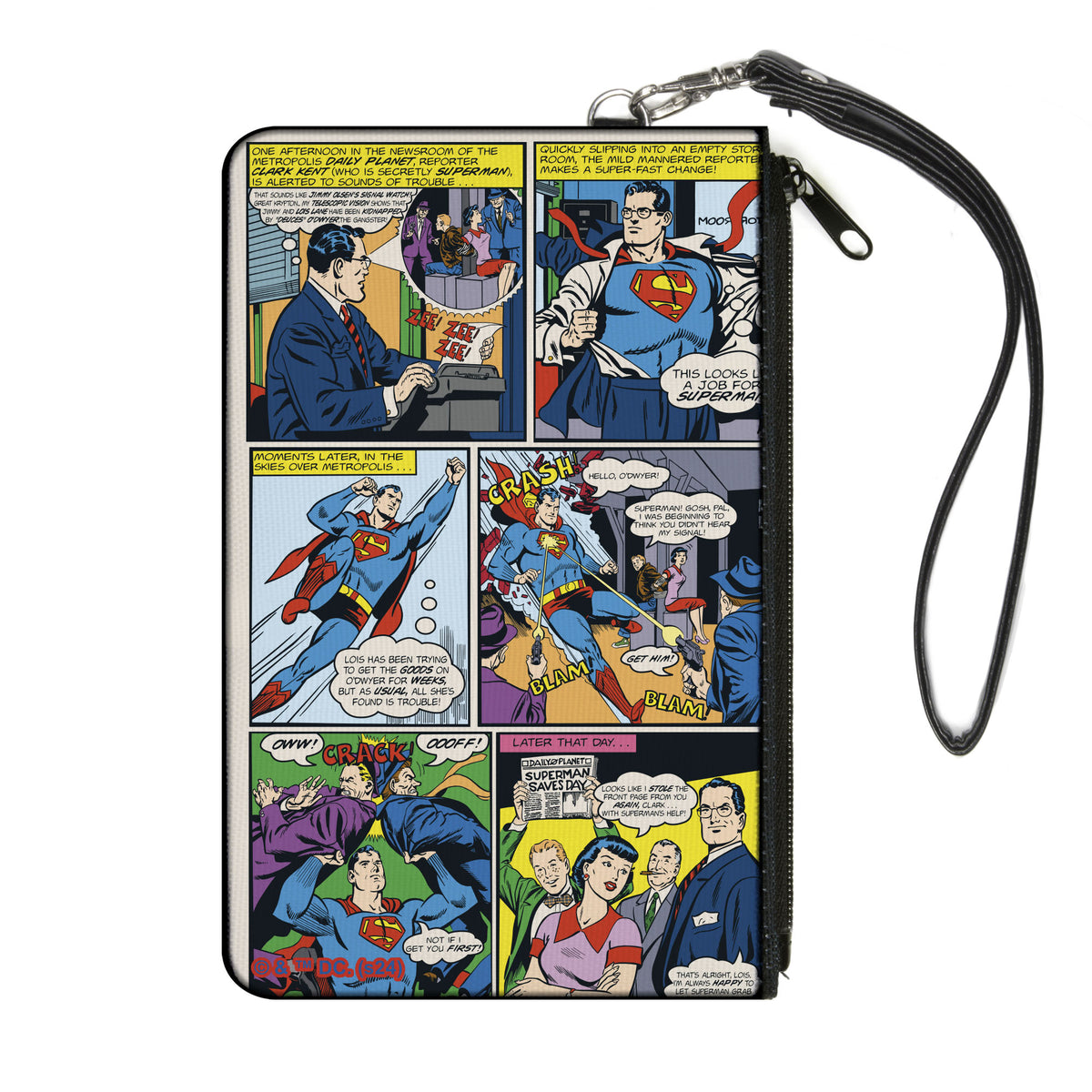 Canvas Zipper Wallet - LARGE - Superman Clark Kent Retro Comic Scene Blocks Canvas Zipper Wallets DC Comics