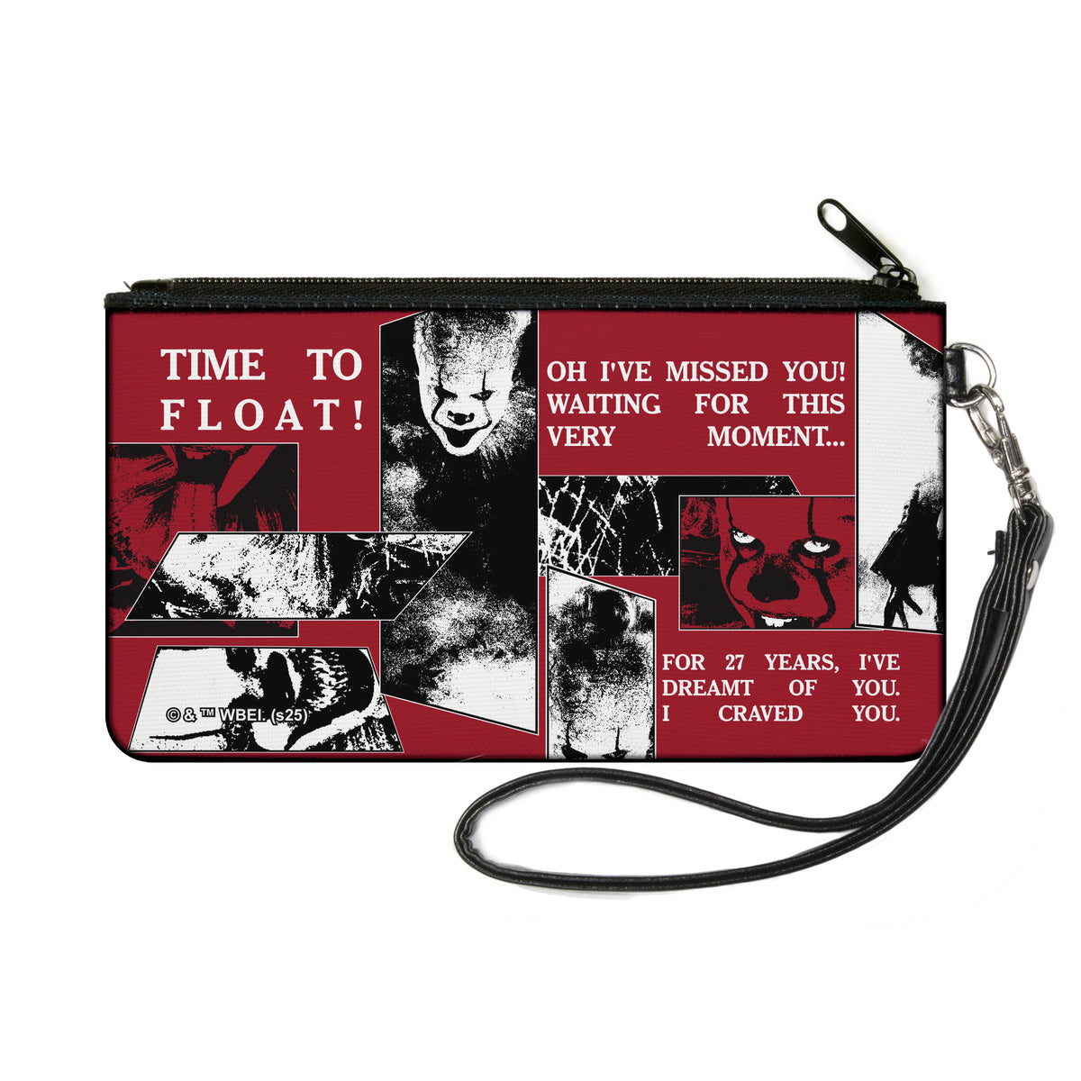 Canvas Zipper Wallet - SMALL - IT Pennywise Poses and Quotes Collage Red/White/Grays Canvas Zipper Wallets IT