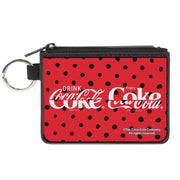 Canvas Zipper Wallet - MINI X-SMALL - DRINK COCA-COLA COKE Polka Dot Red/Black/White Canvas Zipper Wallets Coca-Cola