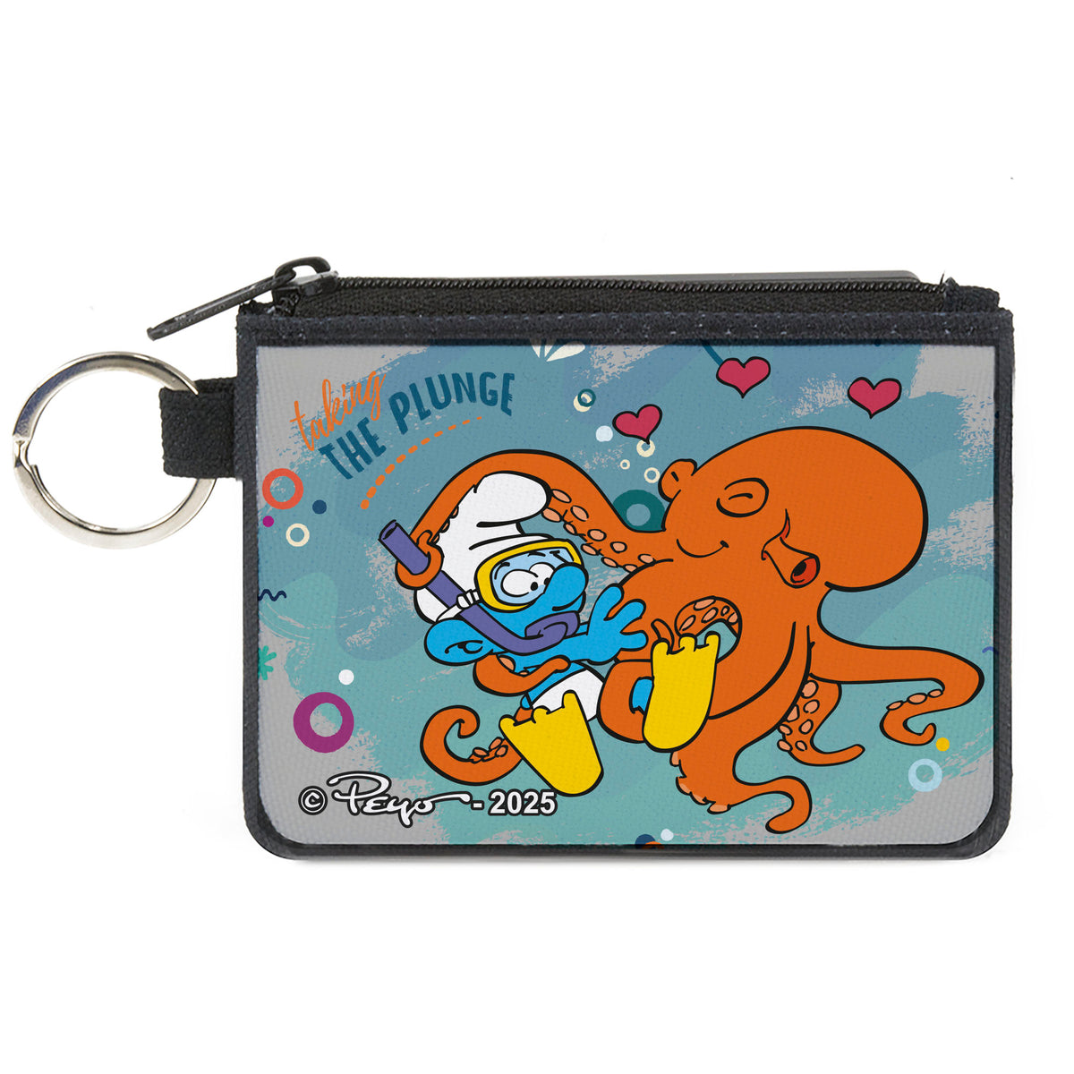 Canvas Zipper Wallet - MINI X-SMALL - The Smurfs TAKING THE PLUNGE Octopus Love Scene Canvas Zipper Wallets The Smurfs