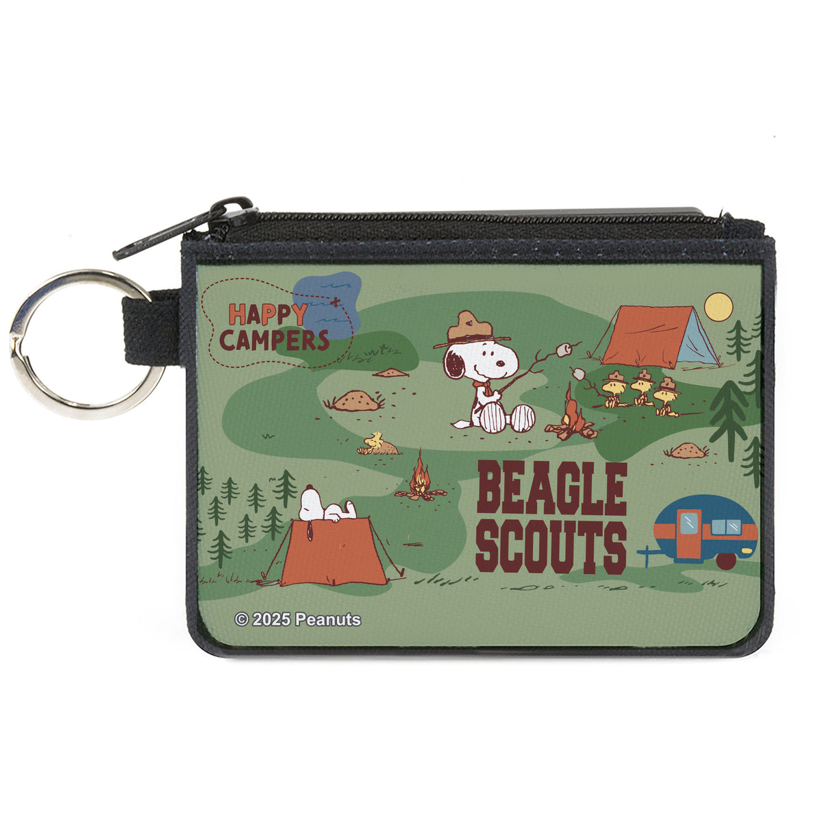 Happy Camper Beagle Scouts Canvas Zipper Wallet Mini – Peanuts Fan Gear Canvas Zipper Wallets Peanuts