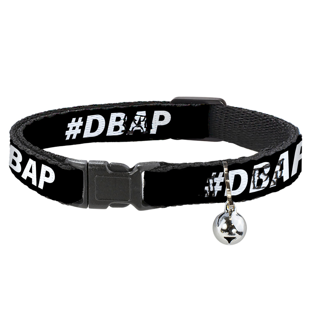 Breakaway Cat Collar with Bell - #DBAP Hash Tag Text Black/White Cat Collars Breakaway Side Release Buckle-Down