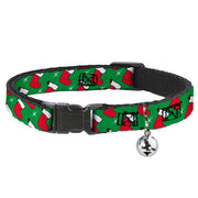 Breakaway Cat Collar with Bell - Holiday Christmas Stocking and Star Green/WhiteRed Cat Collars Breakaway Side Release Buckle-Down