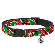 Cat Collar Breakaway - Christmas Trees Stars Red White Green Cat Collars Breakaway Side Release Buckle-Down