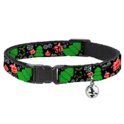 Cat Collar Breakaway - Christmas Collage Black White Green Red Cat Collars Breakaway Side Release Buckle-Down