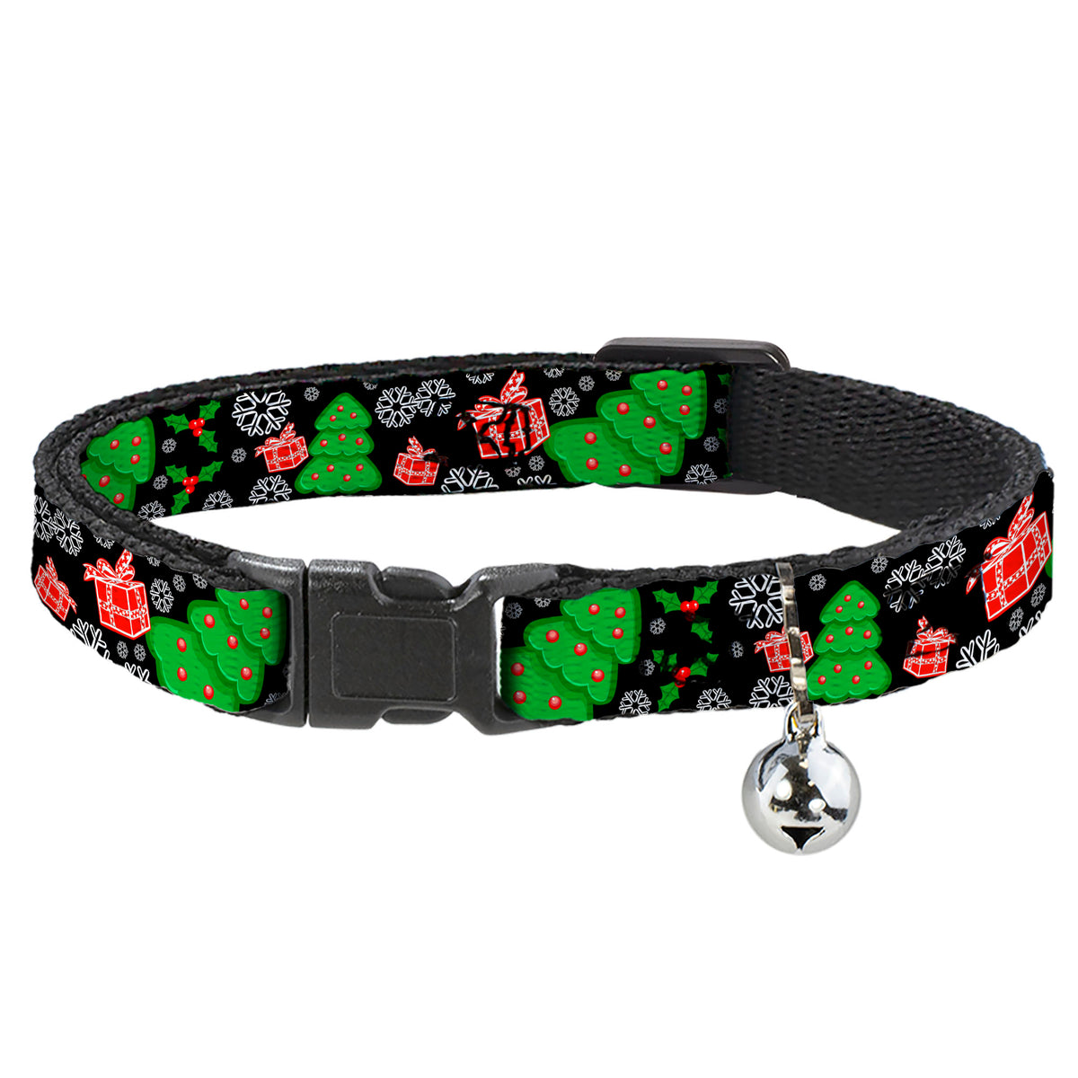 Cat Collar Breakaway - Christmas Collage Black White Green Red Cat Collars Breakaway Side Release Buckle-Down