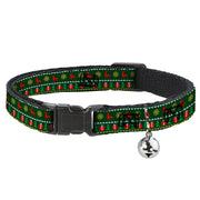 Cat Collar Breakaway - Christmas Sweater Stitch Green White Gold Red Cat Collars Breakaway Side Release Buckle-Down