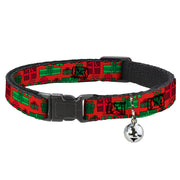Breakaway Cat Collar with Bell - Christmas Holiday Gifts Packaged Red/Greens Cat Collars Breakaway Side Release Buckle-Down