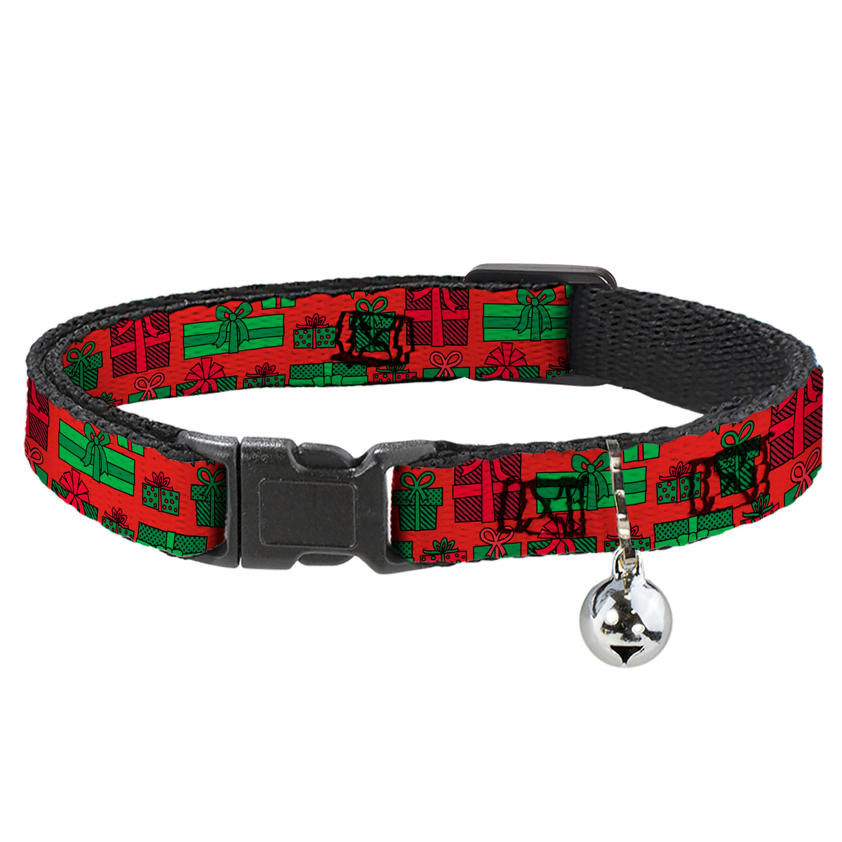 Breakaway Cat Collar with Bell - Christmas Holiday Gifts Packaged Red/Greens Cat Collars Breakaway Side Release Buckle-Down