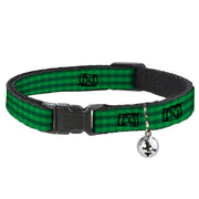 Breakaway Cat Collar with Bell - Christmas Pajama Plaid Greens Cat Collars Breakaway Side Release Buckle-Down