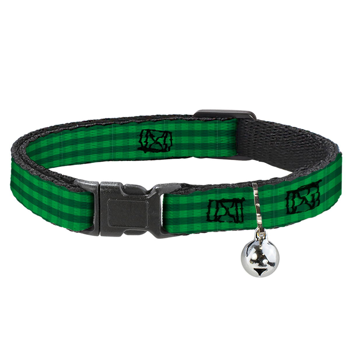 Breakaway Cat Collar with Bell - Christmas Pajama Plaid Greens Cat Collars Breakaway Side Release Buckle-Down