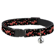 Cat Collar Breakaway with Bell - A CHRISTMAS STORY Title Logo and Lights Black Reds Cat Collars Breakaway Side Release A Christmas Story