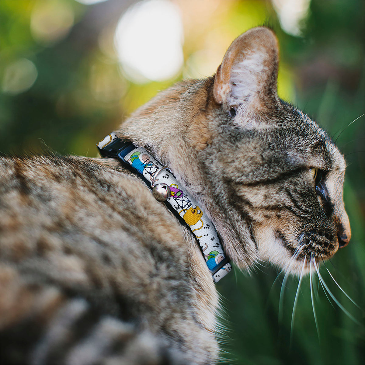 Breakaway Cat Collar with Bell - Adventure Time Finn and Jake Long Arms Dancing Pose White Cat Collars Breakaway Side Release Adventure Time