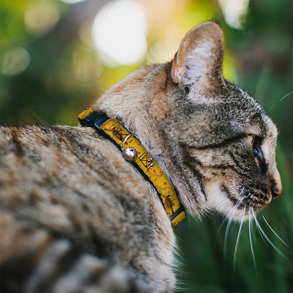 Breakaway Cat Collar with Bell - Adventure Time Jake Dancing and Violin Poses Yellow Cat Collars Breakaway Side Release Adventure Time