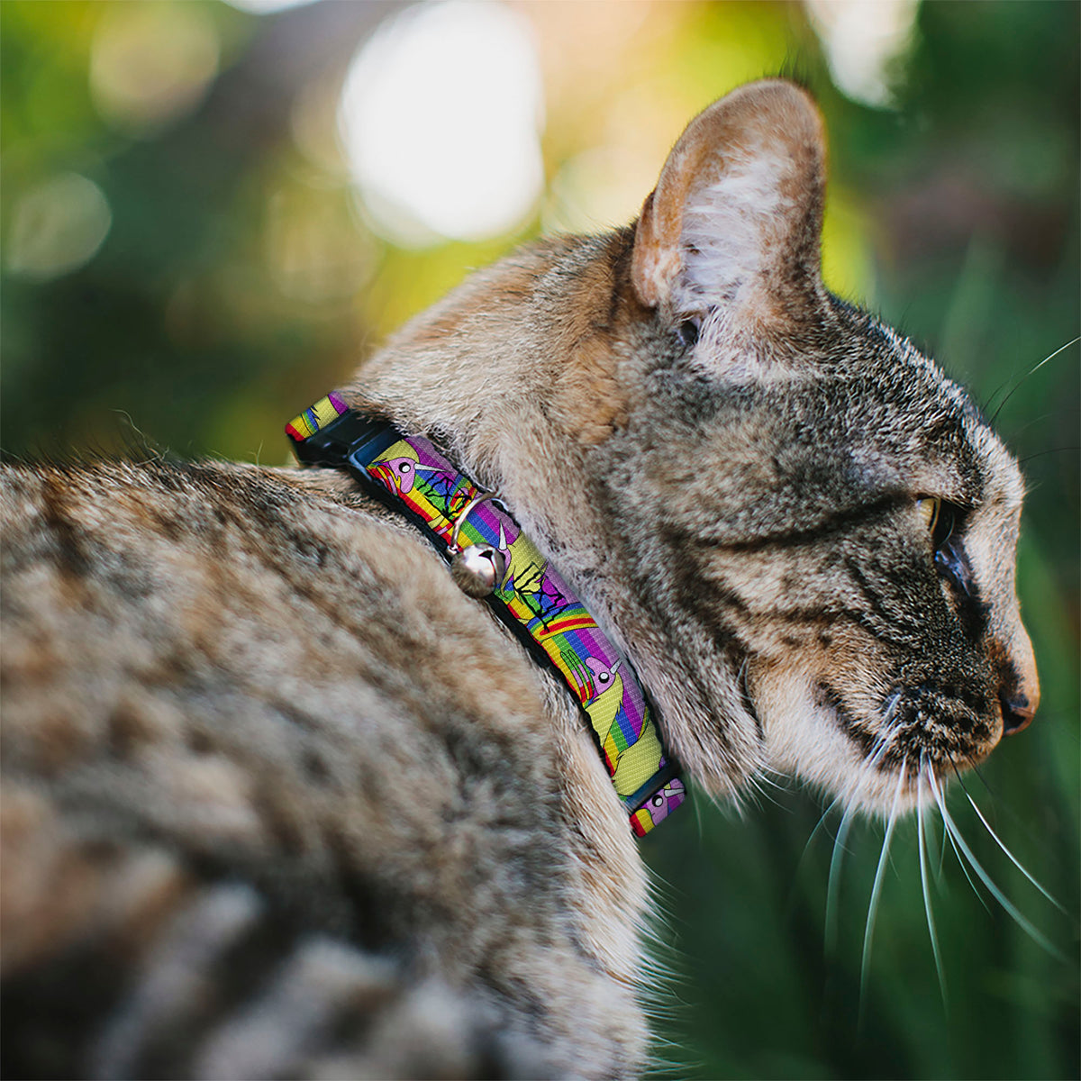 Breakaway Cat Collar with Bell - Adventure Time Lady Raincorn Poses Stripe Rainbow Cat Collars Breakaway Side Release Adventure Time