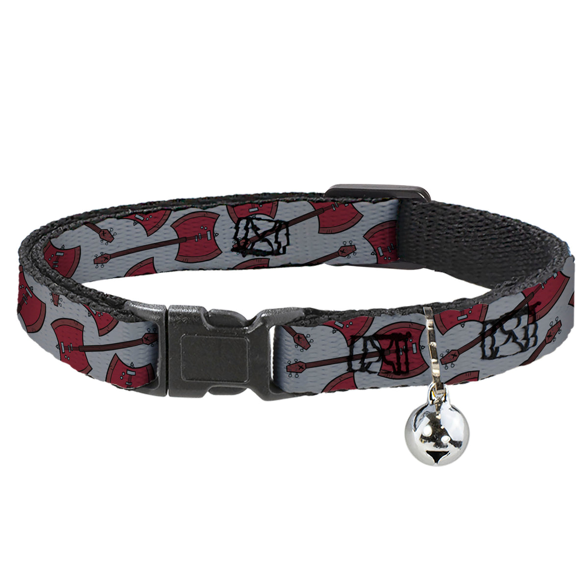Breakaway Cat Collar with Bell - Adventure Time Marceline's Axe Bass Guitar Scattered Gray Cat Collars Breakaway Side Release Adventure Time
