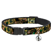Cat Collar Breakaway - LOKI Poses Black Gold Green Cat Collars Breakaway Side Release Marvel Comics