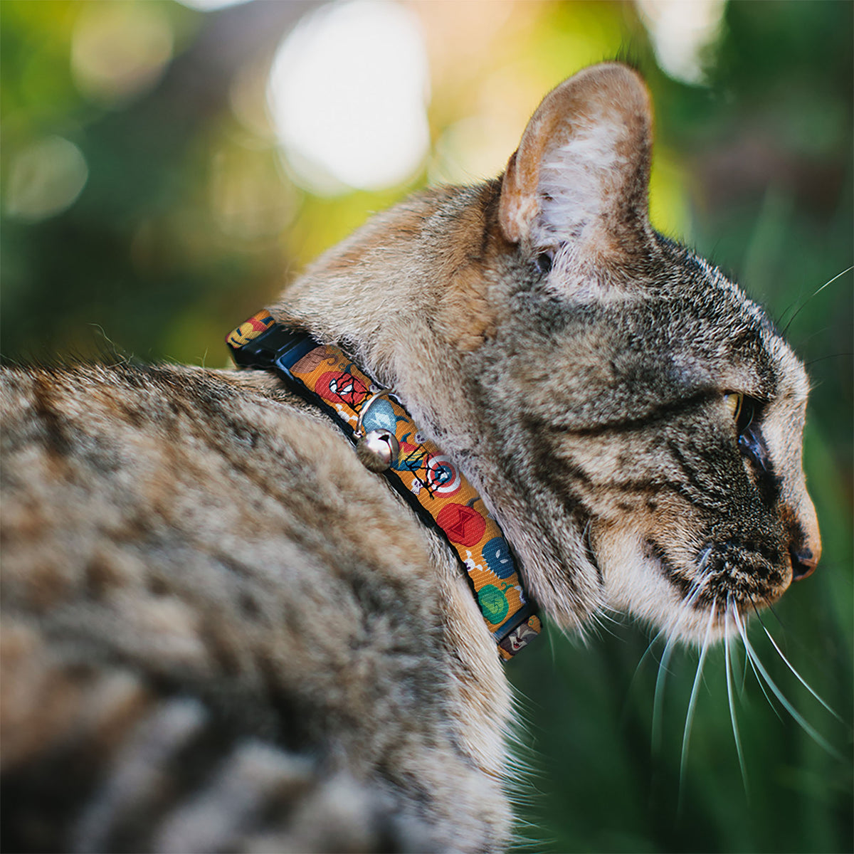 Cat Collar Breakaway with Bell - Marvel 9-Avengers Halloween Jack-O-Lantern Pumpkin Icons Scattered Orange Cat Collars Breakaway Side Release Marvel Comics