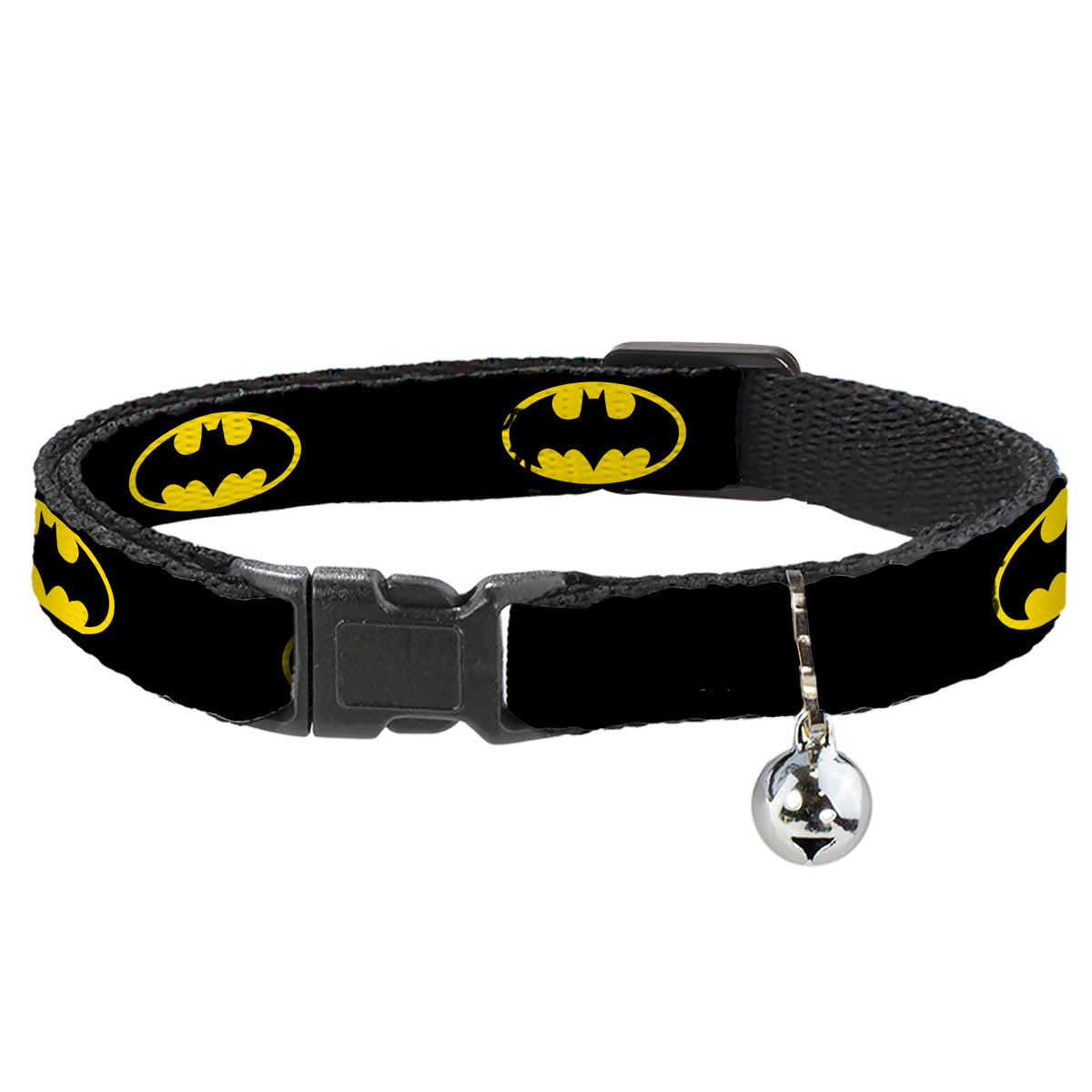 Cat Collar Breakaway - Batman Shield Black Yellow Cat Collars Breakaway Side Release DC Comics