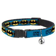 Cat Collar Breakaway - Bat Signal-3 Blue Black Yellow Cat Collars Breakaway Side Release DC Comics