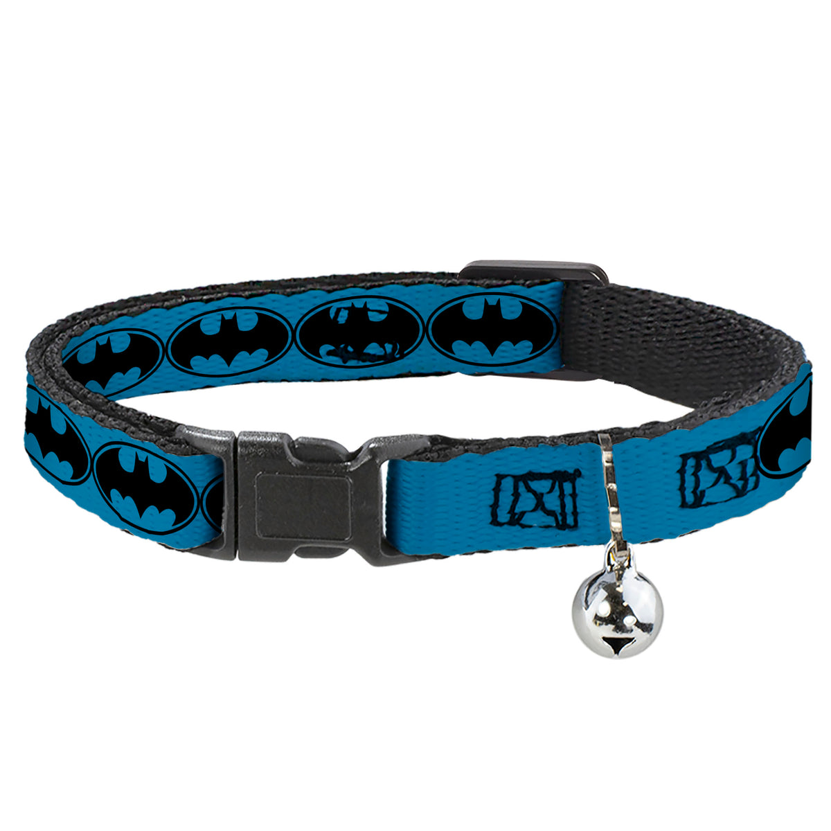 Breakaway Cat Collar with Bell - Bat Signal-3 Blue/Black/Blue Cat Collars Breakaway Side Release DC Comics