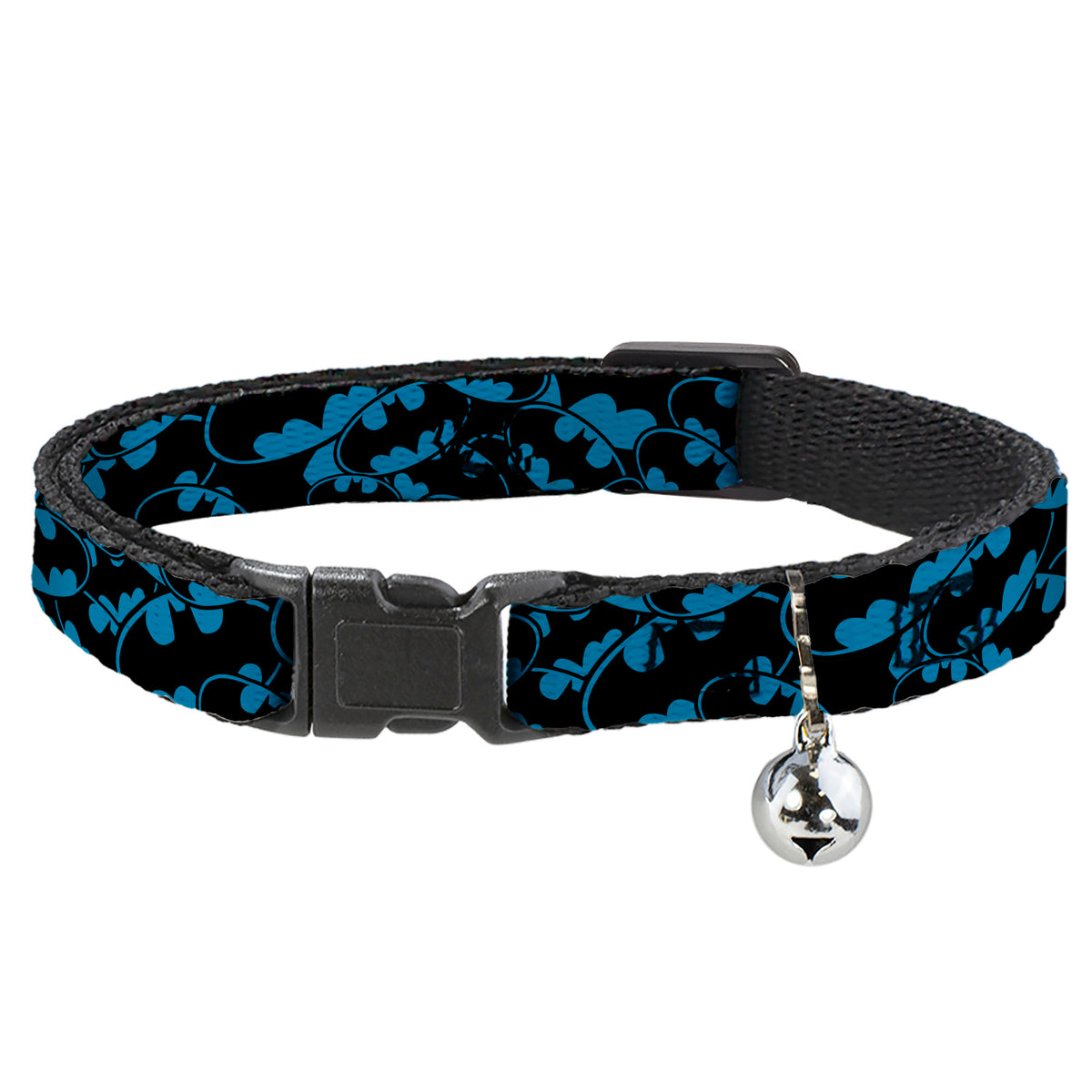 Cat Collar Breakaway - Bat Signals Stacked Blue Black Cat Collars Breakaway Side Release DC Comics
