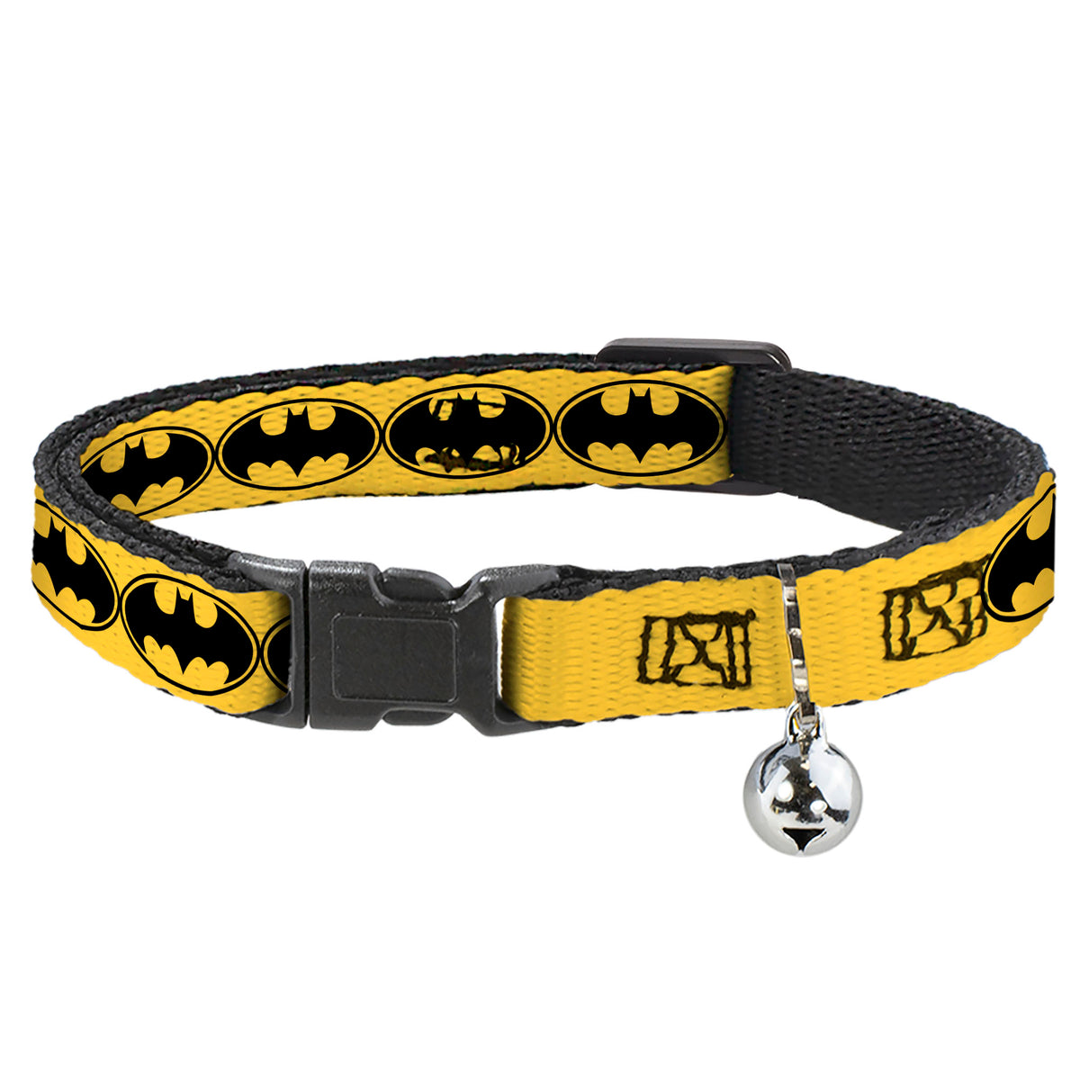 Cat Collar Breakaway - Bat Signal-3 Yellow Black Yellow Cat Collars Breakaway Side Release DC Comics