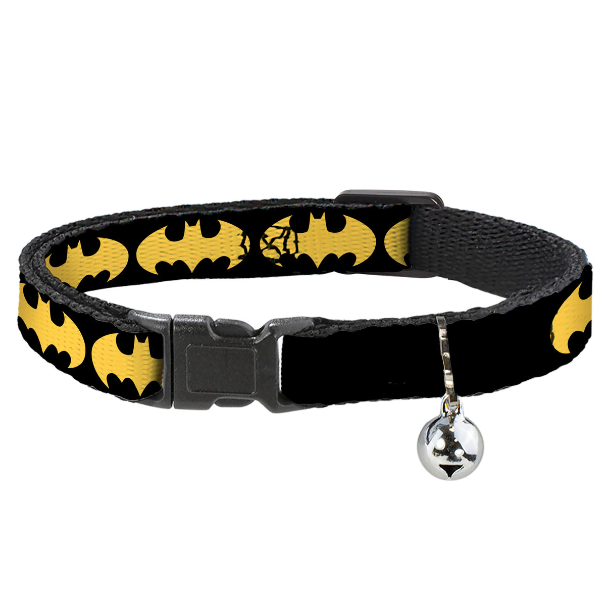 Cat Collar Breakaway - Bat Signal-1 Black Yellow Cat Collars Breakaway Side Release DC Comics