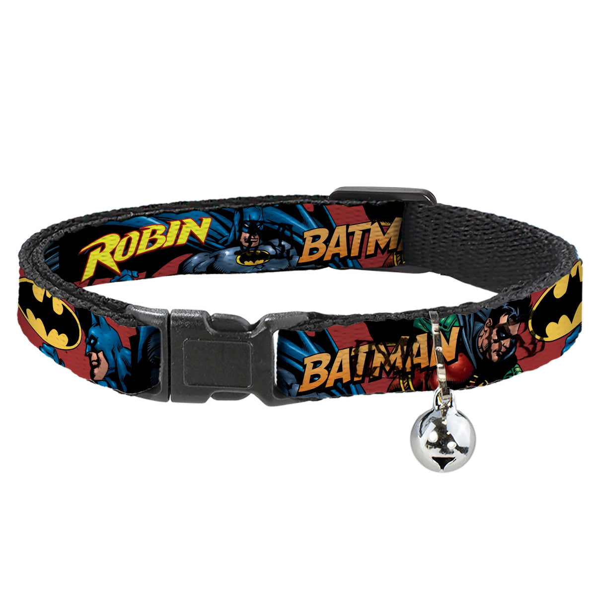 Cat Collar Breakaway - Batman & Robin in Action w Text Burgundy Cat Collars Breakaway Side Release DC Comics