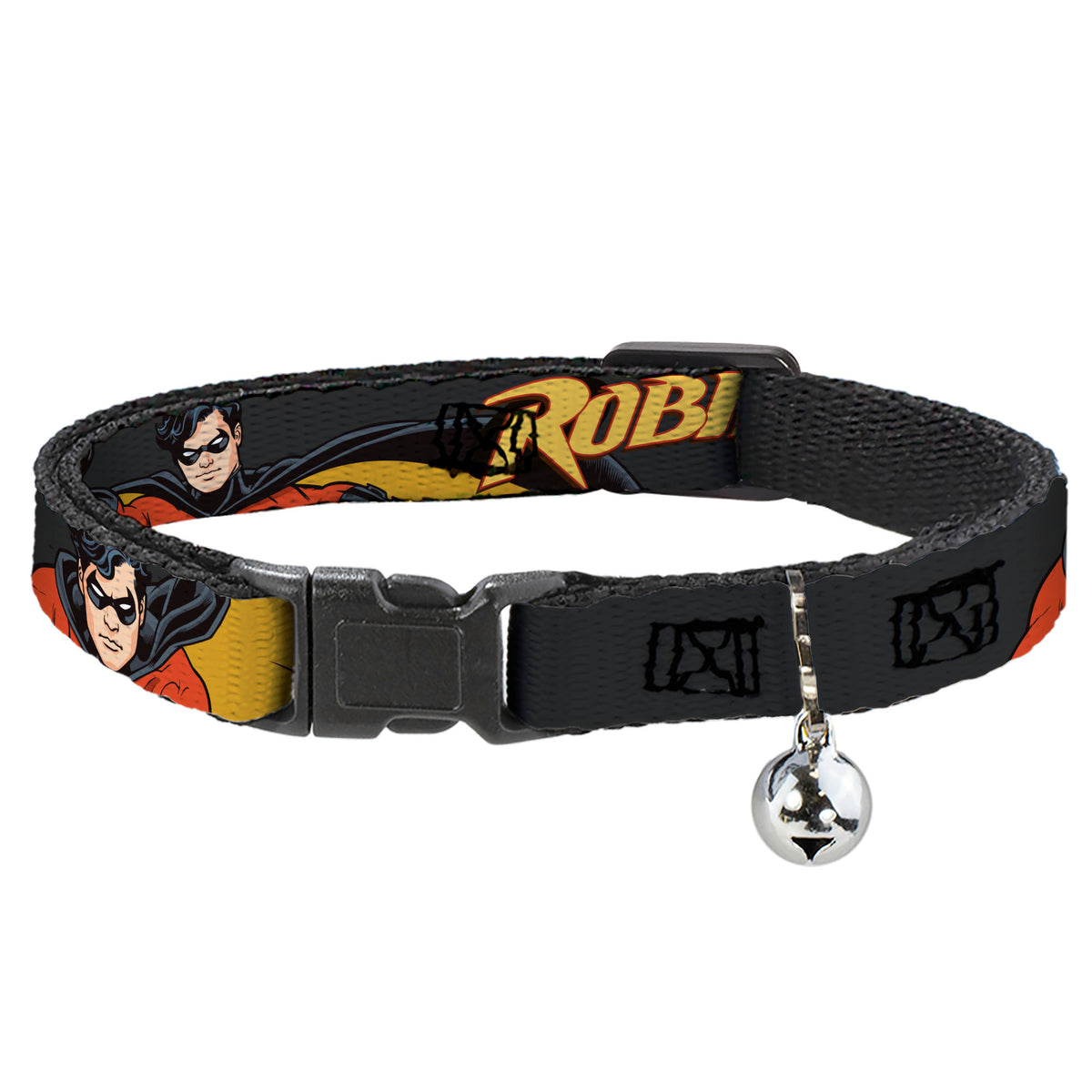 Cat Collar Breakaway - ROBIN Red Black Poses Gray Cat Collars Breakaway Side Release DC Comics