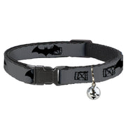 Cat Collar Breakaway - Retro Bat Logo Gray Black Cat Collars Breakaway Side Release DC Comics