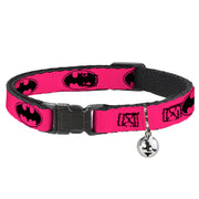 Cat Collar Breakaway - Bat Signal-3 Fuchsia Black Fuchsia Cat Collars Breakaway Side Release DC Comics