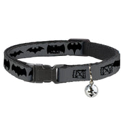Cat Collar Breakaway - Bat Logo Transitions Gray Black Cat Collars Breakaway Side Release DC Comics