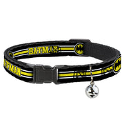 Cat Collar Breakaway - BATMAN Bat Signal Triple Stripe Black White Yellow Cat Collars Breakaway Side Release DC Comics