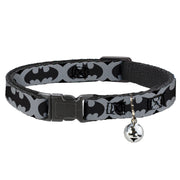 Cat Collar Breakaway - Bat Signal-5 Black Gray Black Cat Collars Breakaway Side Release DC Comics