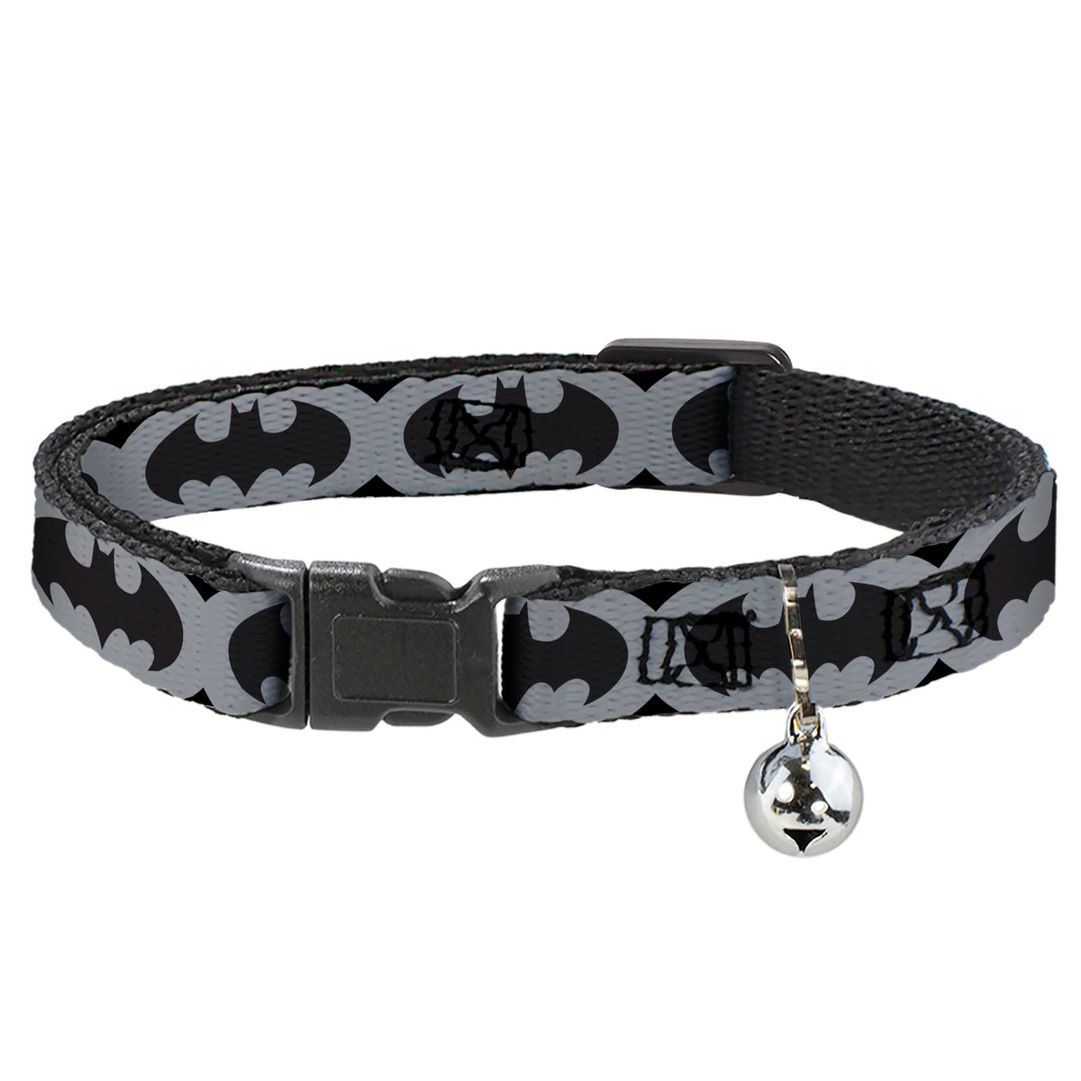 Cat Collar Breakaway - Bat Signal-5 Black Gray Black Cat Collars Breakaway Side Release DC Comics