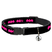 Cat Collar Breakaway with Bell - Batman Signal Black Fuchsia Cat Collars Breakaway Side Release DC Comics