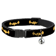 Cat Collar Breakaway with Bell - DC League of Super-Pets Batman Bat Logo Black Yellow Cat Collars Breakaway Side Release DC Comics