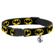Breakaway Cat Collar with Bell - Batman 1989 Logo Black/Yellow Cat Collars Breakaway Side Release DC Comics