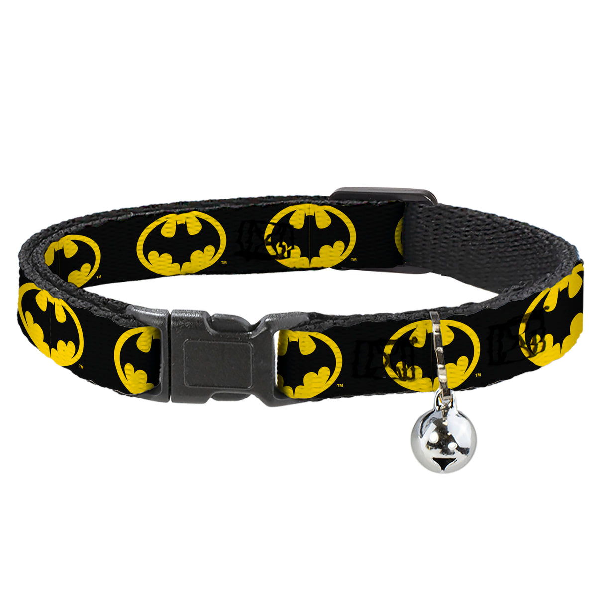 Breakaway Cat Collar with Bell - Batman 1989 Logo Black/Yellow Cat Collars Breakaway Side Release DC Comics