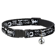 Breakaway Cat Collar with Bell - Batman Gotham City Graffiti Collage Black/White Cat Collars Breakaway Side Release DC Comics