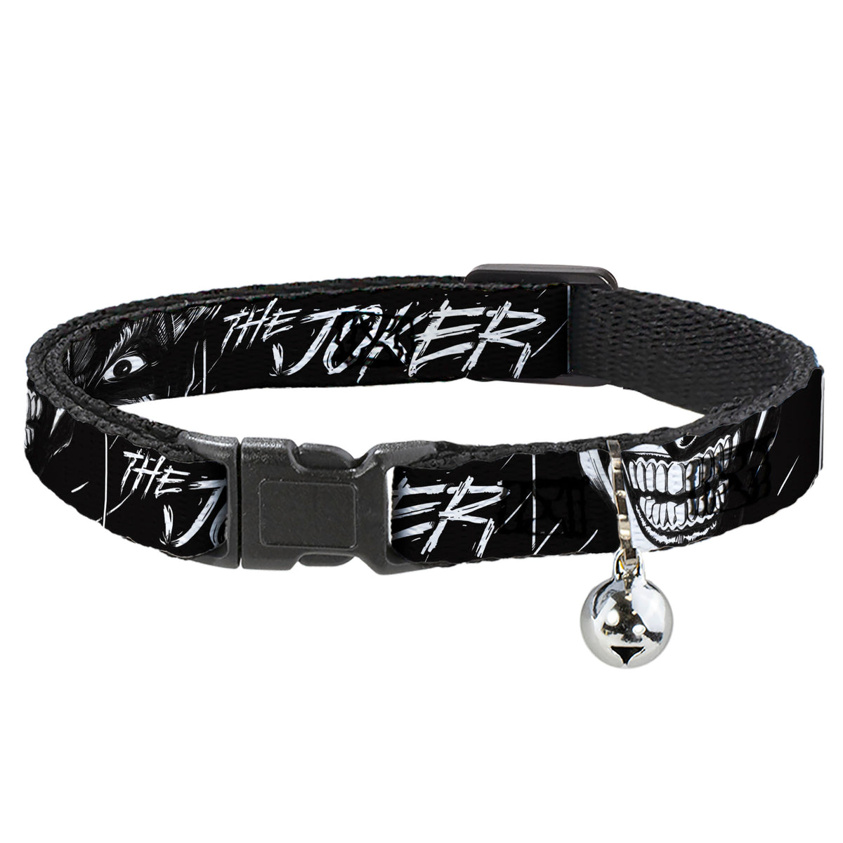 Breakaway Cat Collar with Bell - THE JOKER Smiling Eyes Sketch Close-Up Black/White Cat Collars Breakaway Side Release DC Comics
