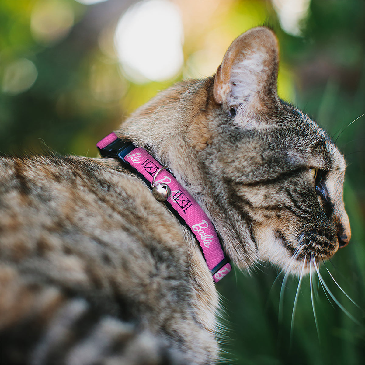 Breakaway Cat Collar with Bell - BARBIE Script Signature Logo Pink/White Cat Collars Breakaway Side Release Barbie