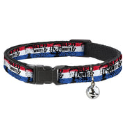 Breakaway Cat Collar with Bell - Betty Boop RED WHITE & BOOP Pose Americana Stripe Red/White/Blue/Black Cat Collars Breakaway Side Release Betty Boop