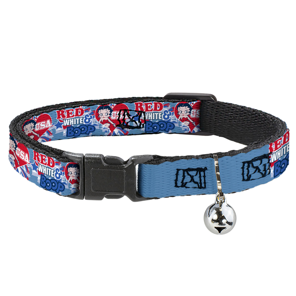 Breakaway Cat Collar with Bell - Betty Boop RED WHITE & BOOP Heart Pose Blues/Reds Cat Collars Breakaway Side Release Betty Boop